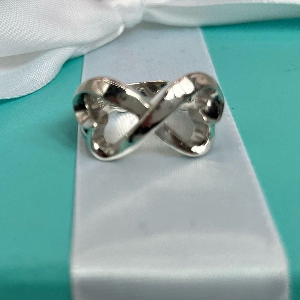 Tiffany & Co. Double Loving Heart Ring Paloma Picasso -529 Silver - Sz 6 - Picture 13 of 16